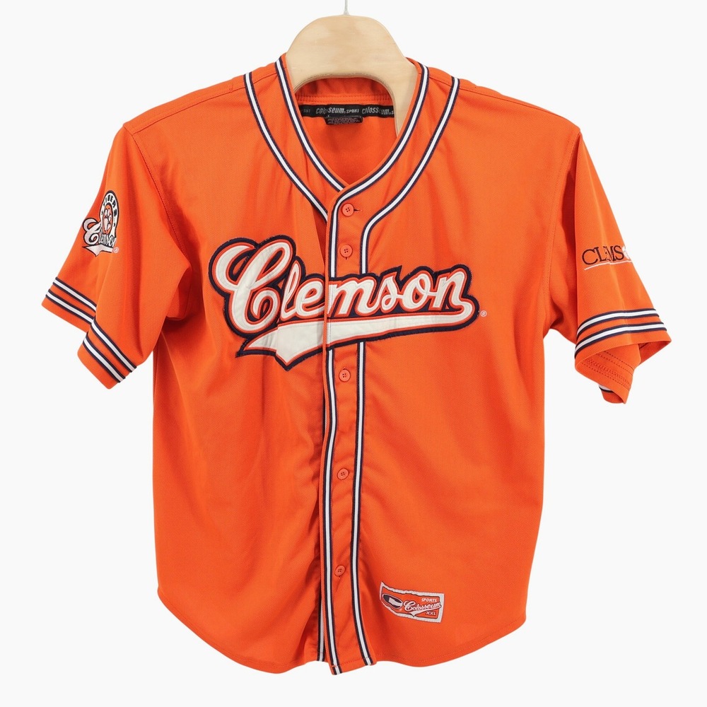 Colosseum Clemson Tigers Baseball Jersey Orange Button Up Mens XL